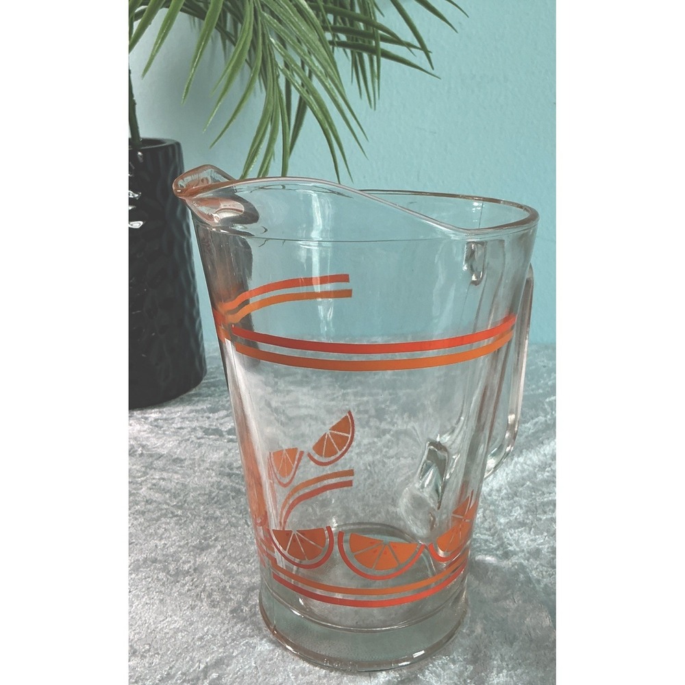 VTG  MCM Libbey Glassware Crisa Pitcher Orange Juice Glass  50's Style Fruit - Picture 3 of 9